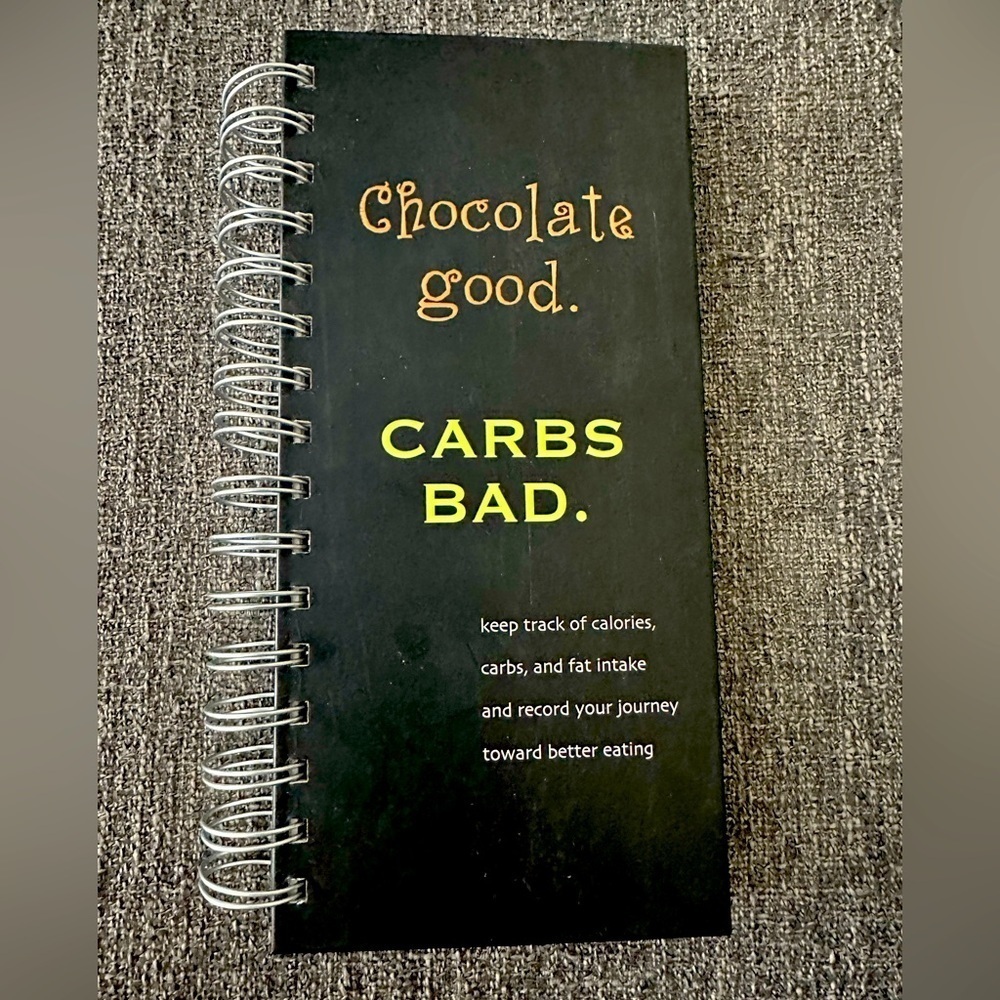 Food tracking coiled book “Chocolate Hood, Carbs Bad”